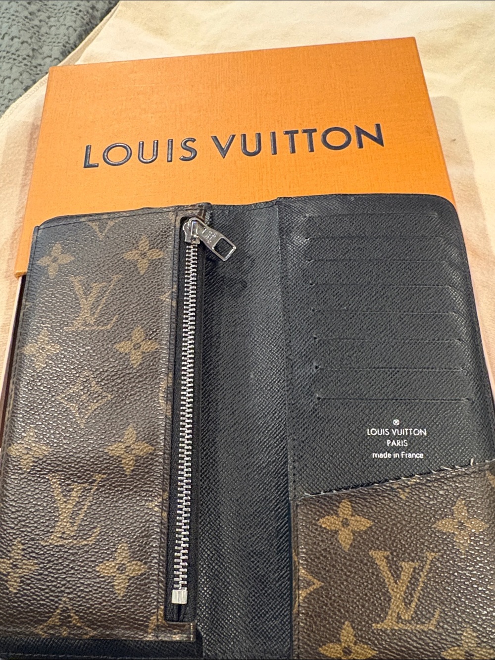 Louis Vuitton Monogram Long Wallet in Brown and Black Serial #CT2191